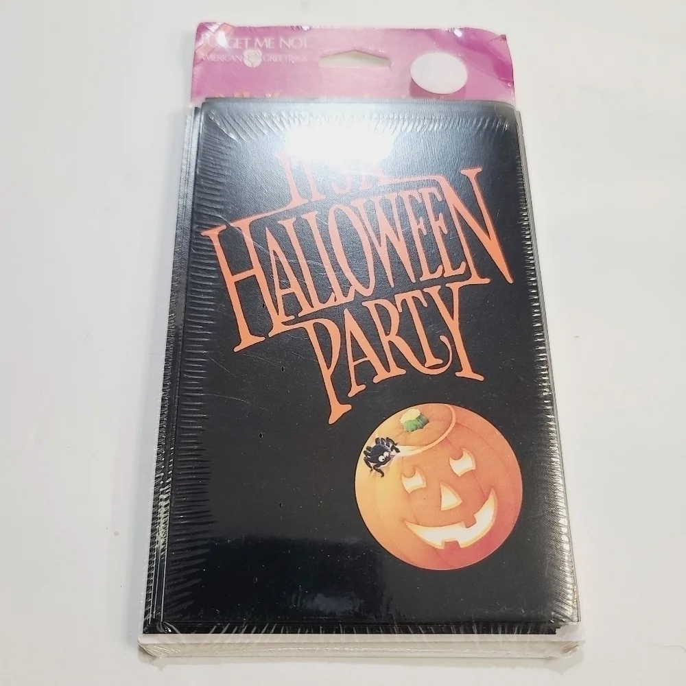 NWT Deadstock Vintage Halloween Party Invitations Forget ME Not Pumpkin
